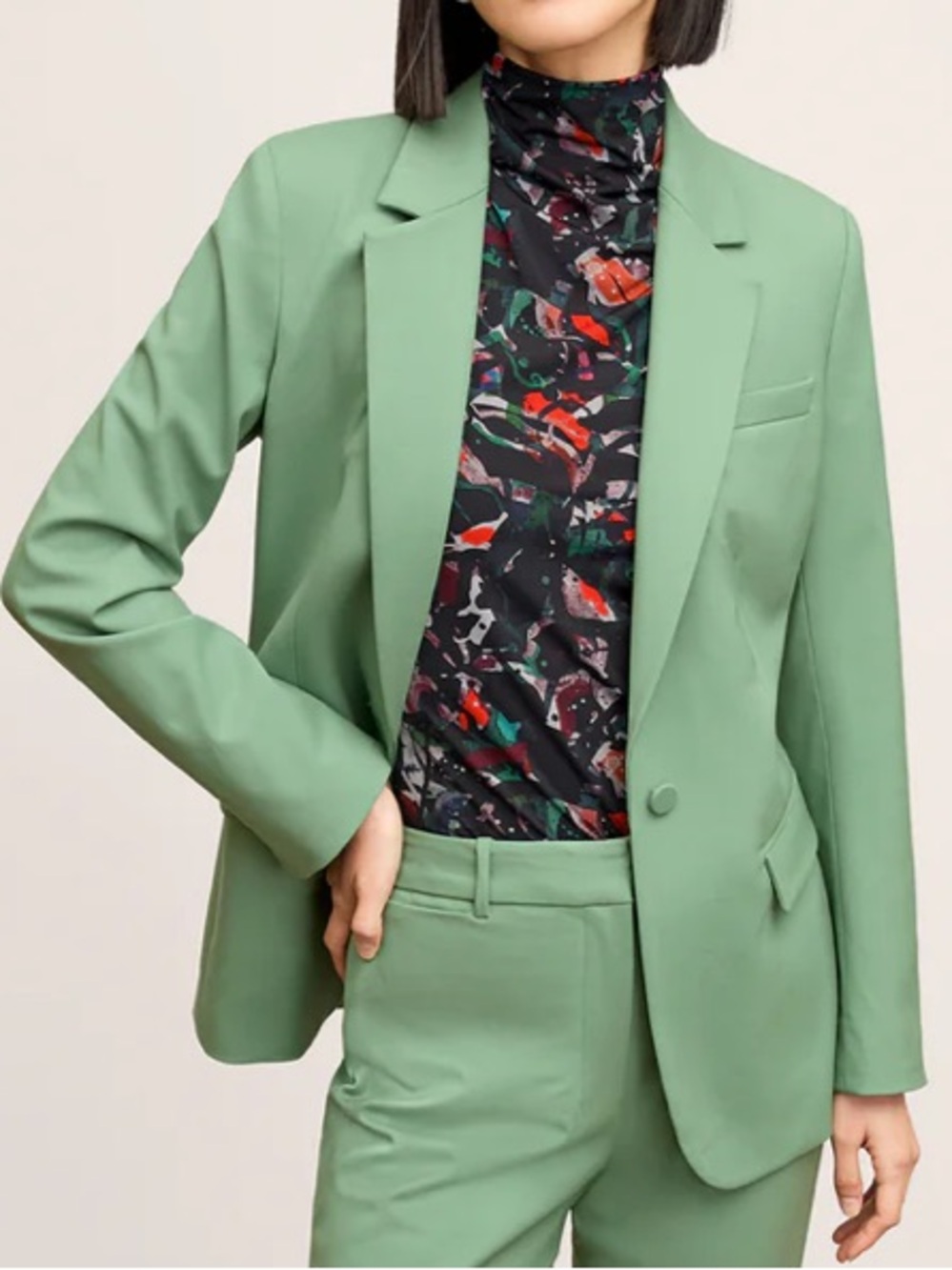 MM Lafleur Yiyan Classic Blazer Jacket Size 14 Italian Wool Twill Parisian Green